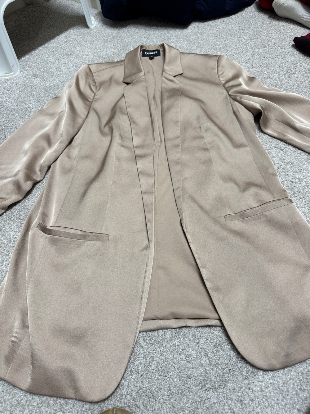 Express Taupe Satin Blazer - Picture 2 of 4